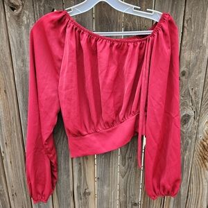 Elegant Off-Shoulder Red Women's Top Size S